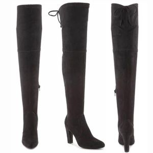 💋SOLD💋 Unisa Saranaa DSW Black Suede Over The Knee Tie Thigh High Boots 6M
